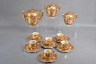 A late Japanese Meiji period Satsuma porcelain coffee set,