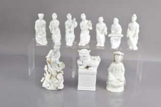 Seven Chinese blanc-de-chine porcelain figures of musicians,