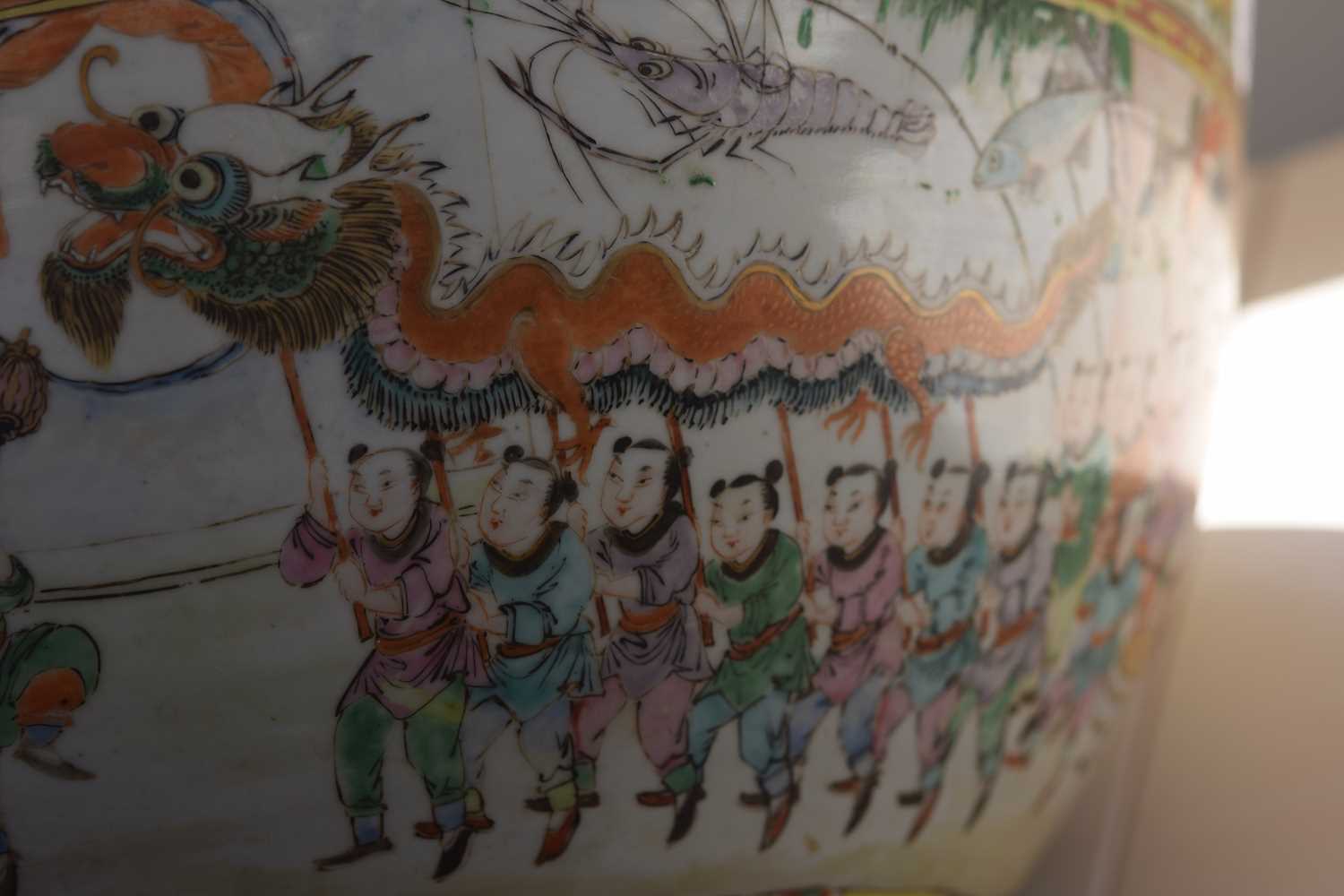 A very large 19th Century Cantonese famille rose punch or fish bowl, - Image 21 of 22