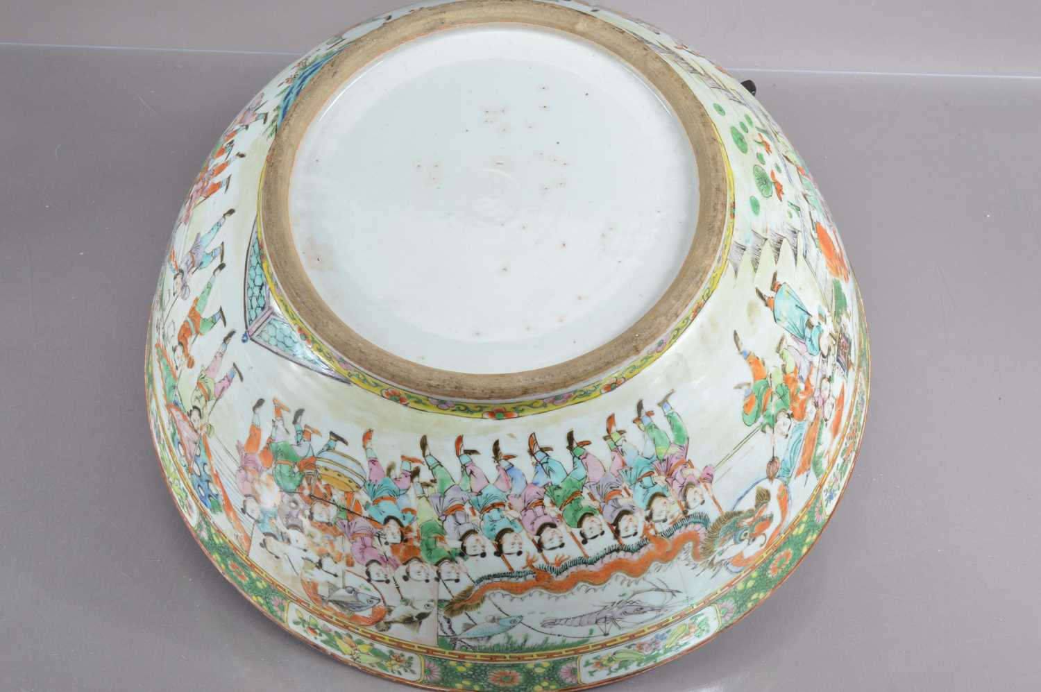 A very large 19th Century Cantonese famille rose punch or fish bowl, - Image 6 of 22