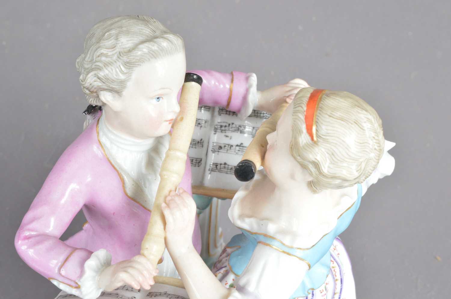 A Meissen porcelain flute duet figure group, - Image 4 of 6