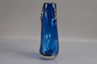 A Whitefriars knobbly glass vase in cased 'Indigo' crystal