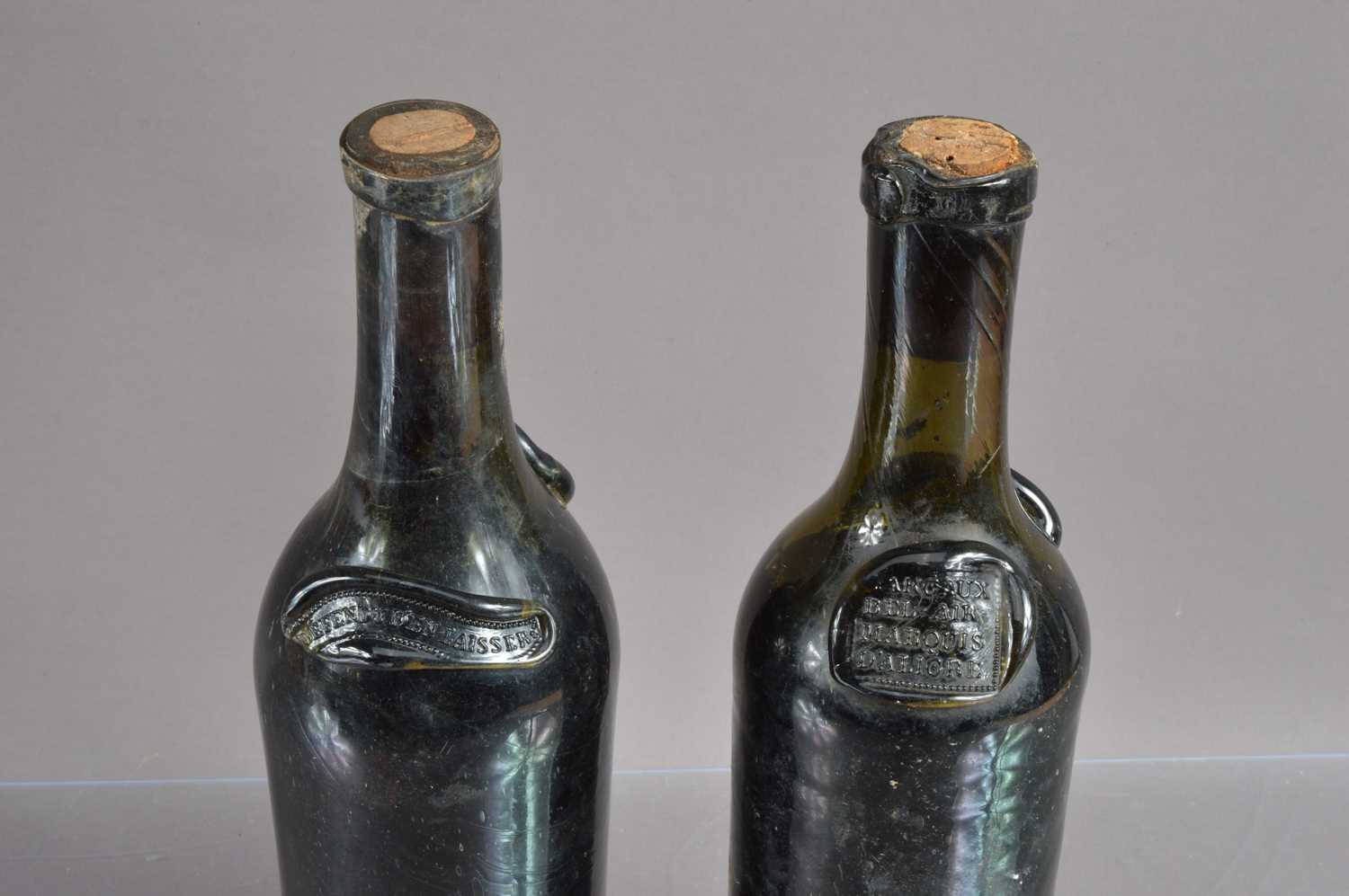 Two extremely rare hand-blown double-sealed French 'cylinder' wine bottles corked with contents c.18 - Image 4 of 5