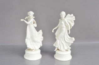 A pair of Wedgwood bisque porcelain 'Dancing Hours' figurines,