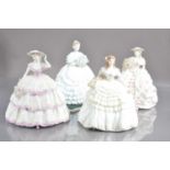 Four Coalport limited edition "Four Flowers" porcelain figurines designed in 1994 by Jack Glynn,