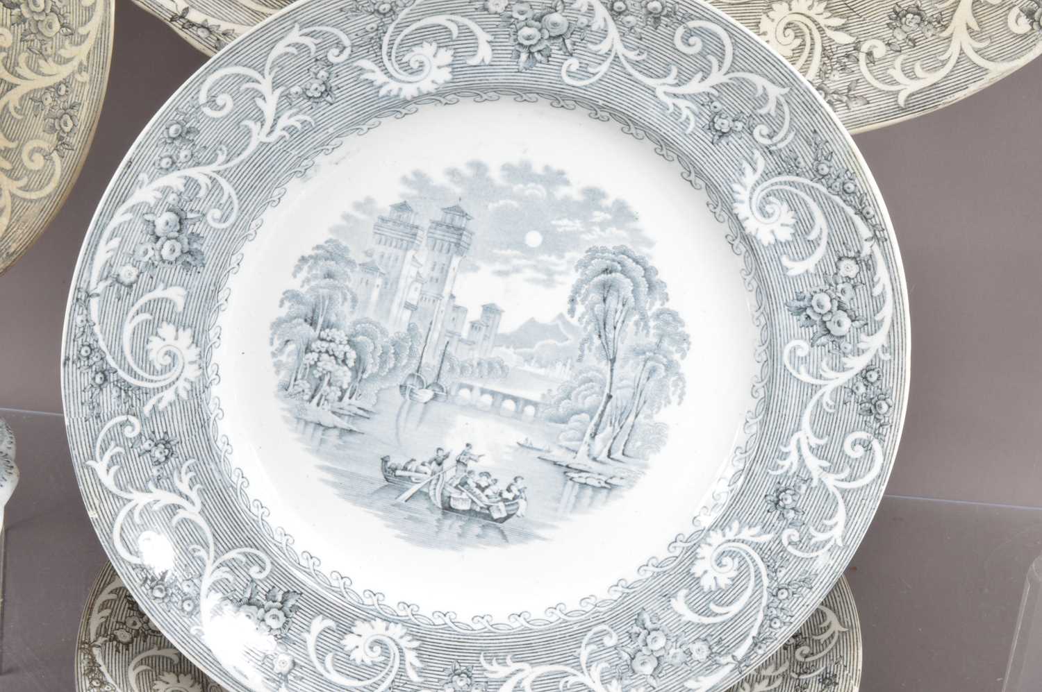 A 19th Century Antique Victorian Staffordshire transfer ware earthenware pottery dinner service in - Image 6 of 6