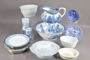 A good group of late Victorian and early 20th Century blue and white pottery by Maling of Newcastle,