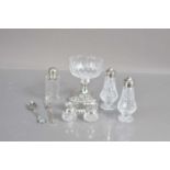 A small group of silver, silver and silver plate mounted glass items,