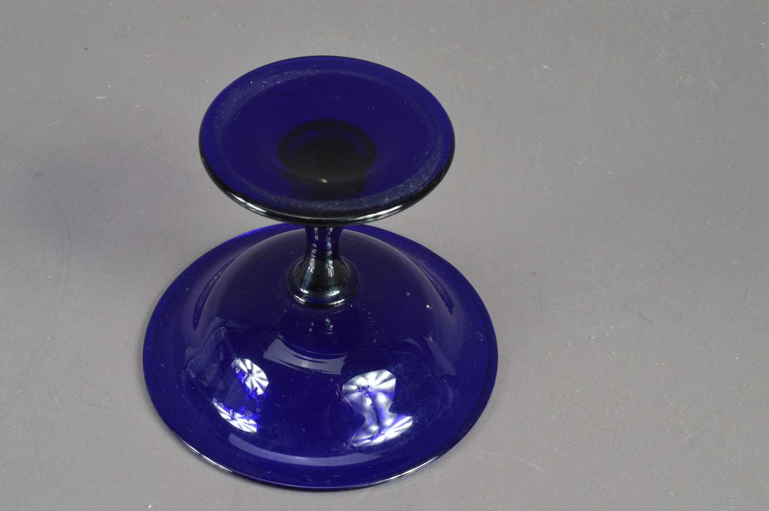 A small "Bristol Blue" glass tazza or shallow footed bowl, - Image 4 of 4