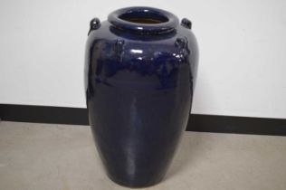 A large aubergine glazed 'Ali-Baba' or 'Snake Charmer' shape jar,