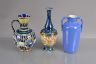 Three Doulton Lambeth / Royal Doulton art pottery items,