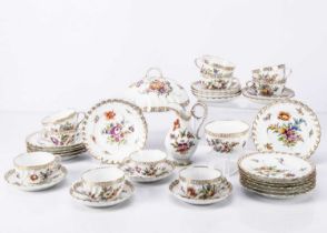 Dresden Floral Decorated and Gilt Tea Ware (36 pieces)