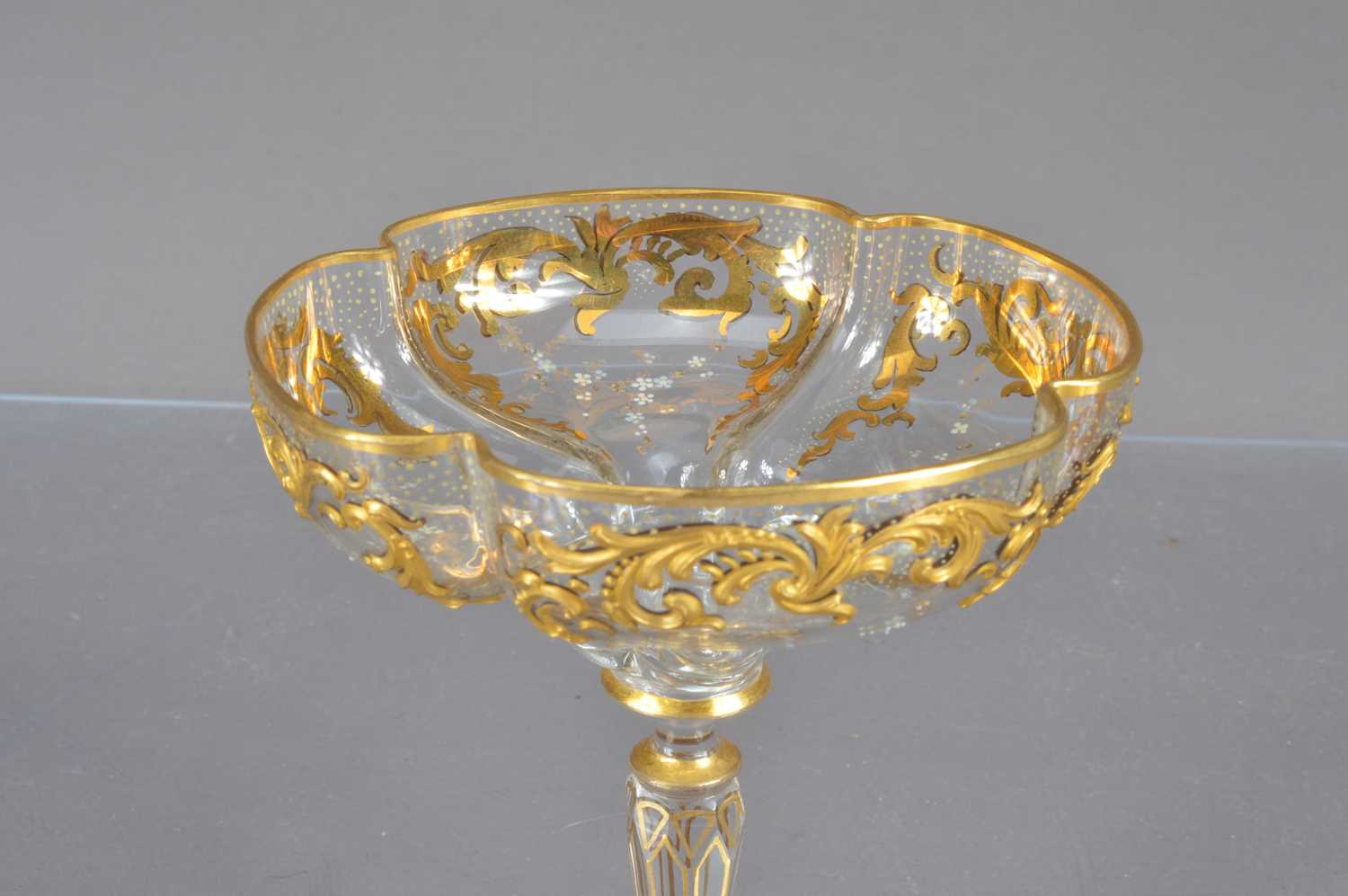 An exceptional Venetian gilt and enamel quatrefoil glass champagne coupe by Salviati, - Image 3 of 3