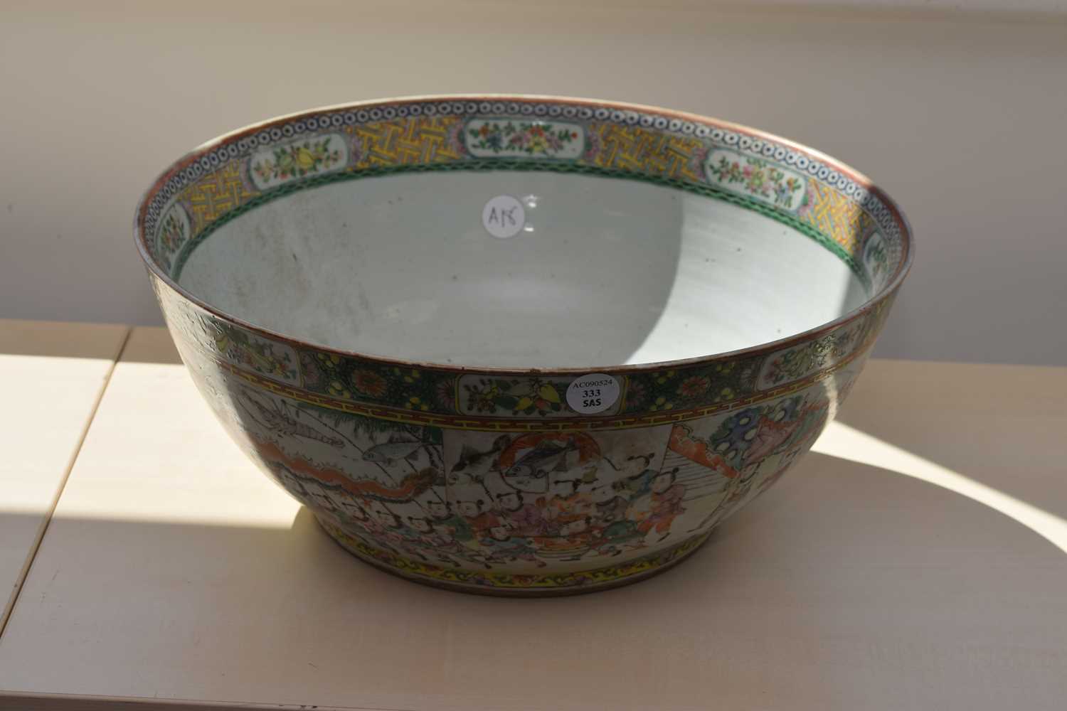 A very large 19th Century Cantonese famille rose punch or fish bowl, - Image 14 of 22