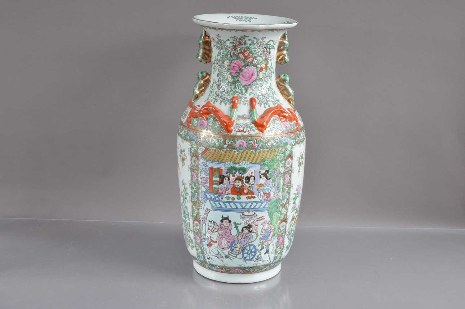 A large and very decorative Chinese famille rose porcelain Canton ware vase, - Image 2 of 3