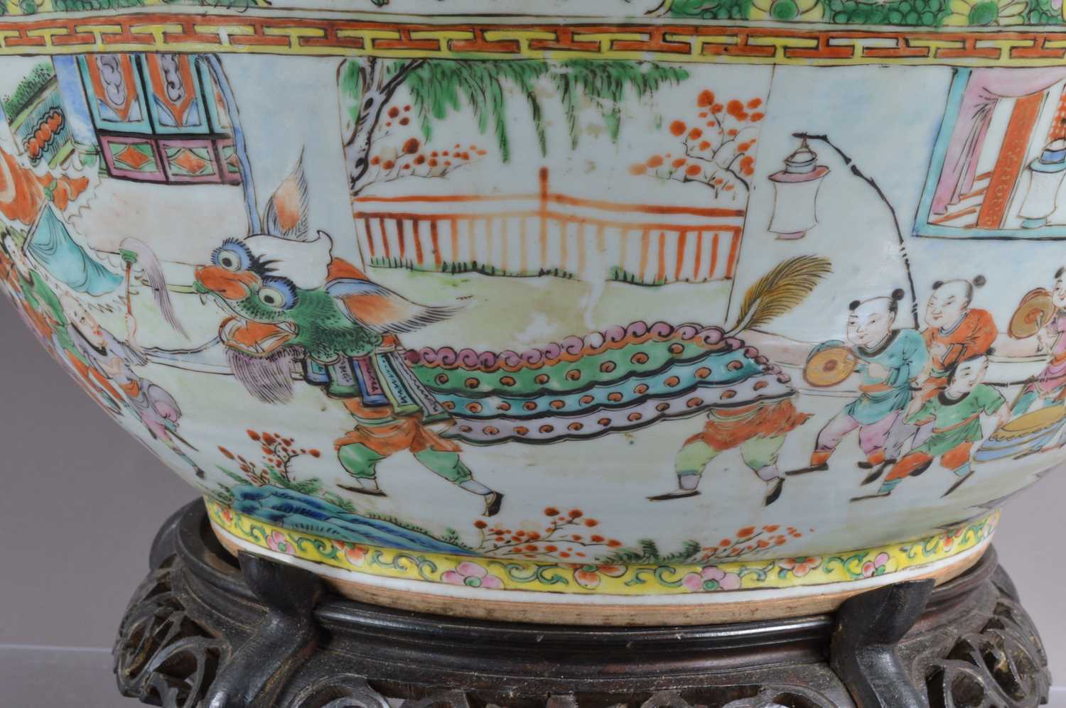 A very large 19th Century Cantonese famille rose punch or fish bowl, - Image 7 of 22