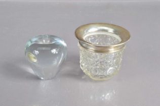 Two crystal glass desk accessories,