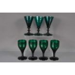 Seven 19th Century coloured wine glass goblets,