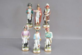 Six continental porcelain figurines of Napoleon and his marshals,