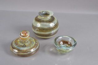 A trio of Isle of White studio glass items from their "Tortoisehell" range,