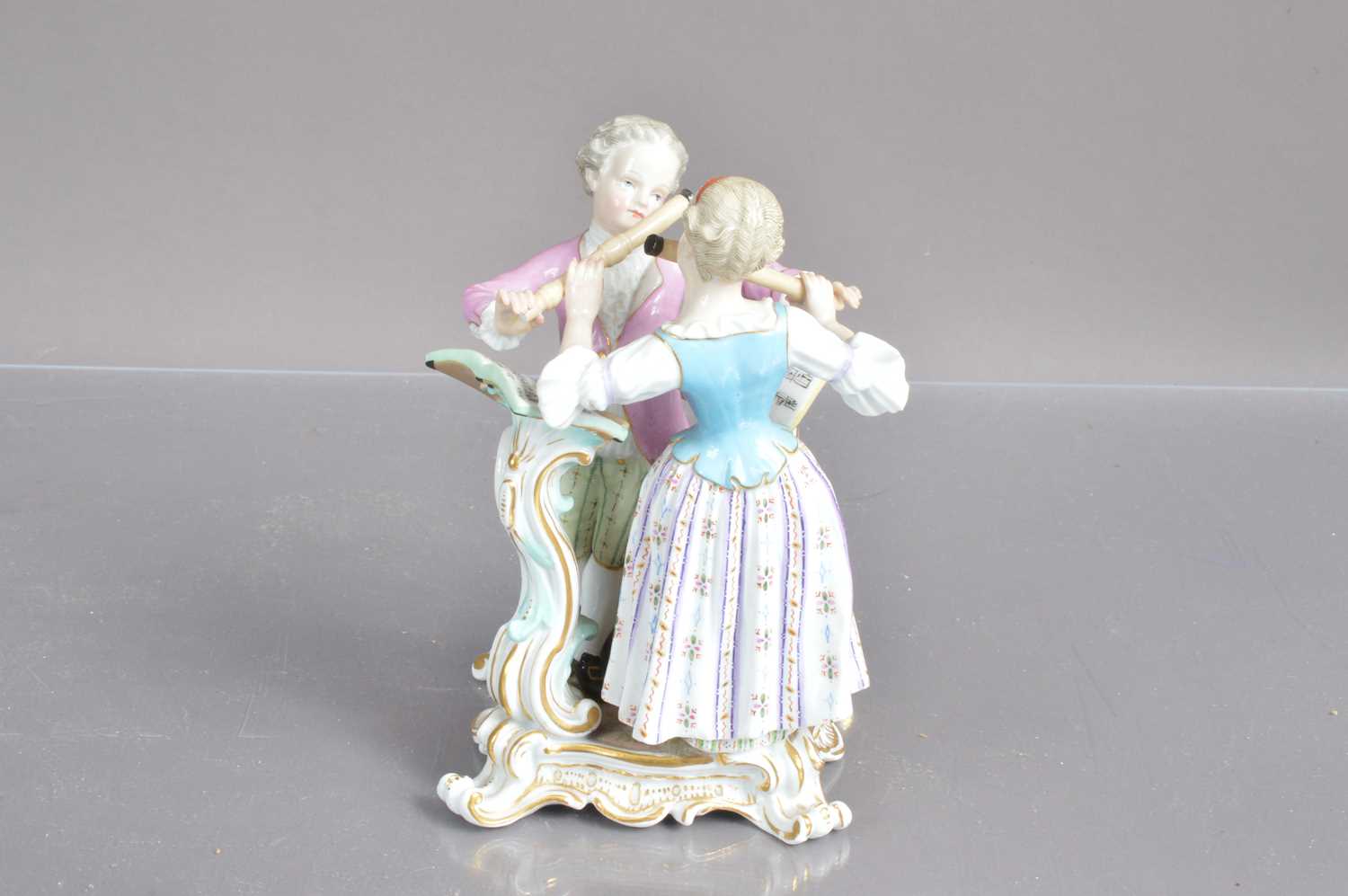 A Meissen porcelain flute duet figure group, - Image 2 of 6