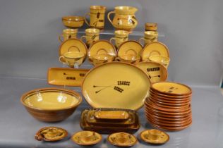 An extensive studio pottery breakfast set by Coldstone Pottery in 'Wheat Ear' pattern circa 1970s,