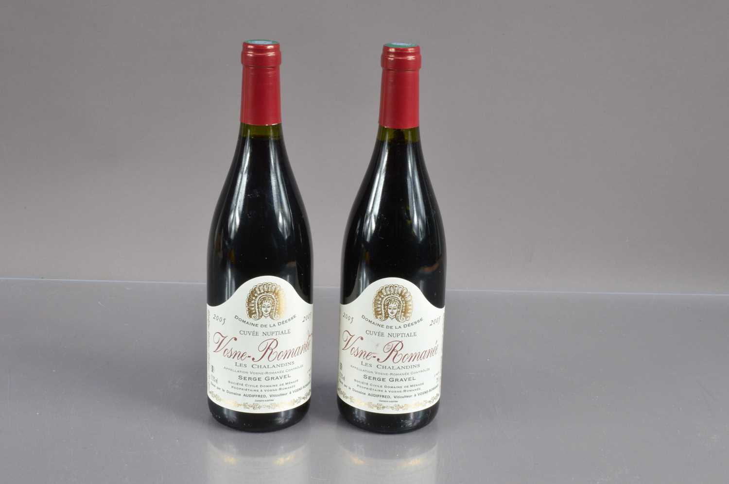 Two bottles of Vosne Romanee 'Les Chalandins' 2005,