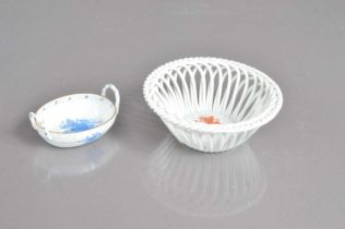 Two small Herend porcelain basket shaped trinket pots,