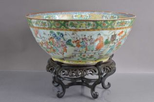 A very large 19th Century Cantonese famille rose punch or fish bowl,