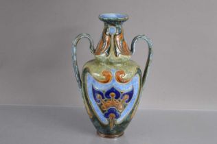 A Royal Doulton Frank A Butler (fl1872-1911) Art Nouveau style two handled ewer,