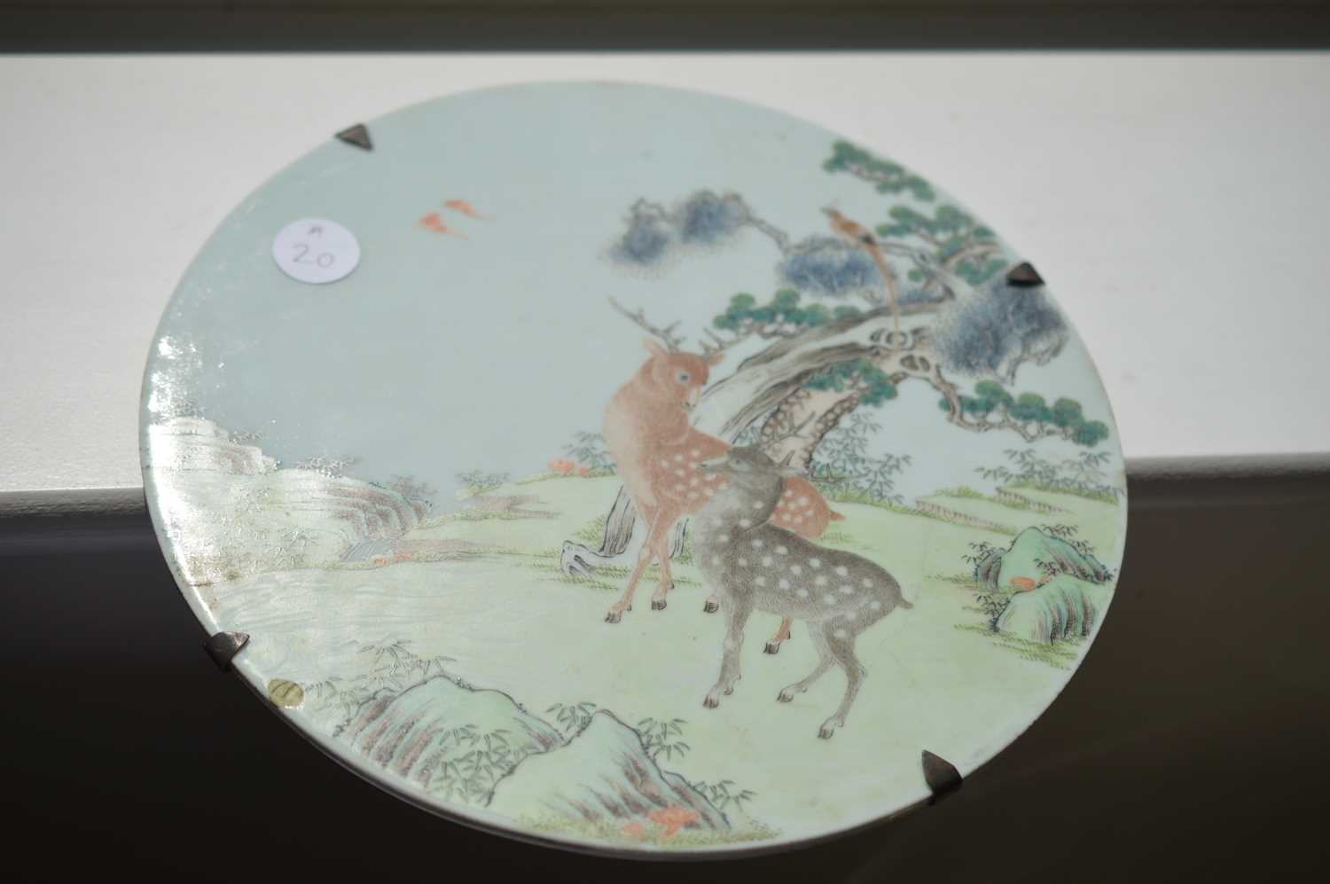 A Chinese Qing dynasty famille rose porcelain wall plaque, - Image 7 of 9