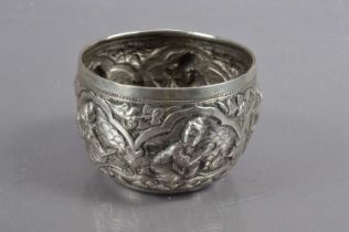 A small Burmese repoussé metalwork 'thabeik' bowl,