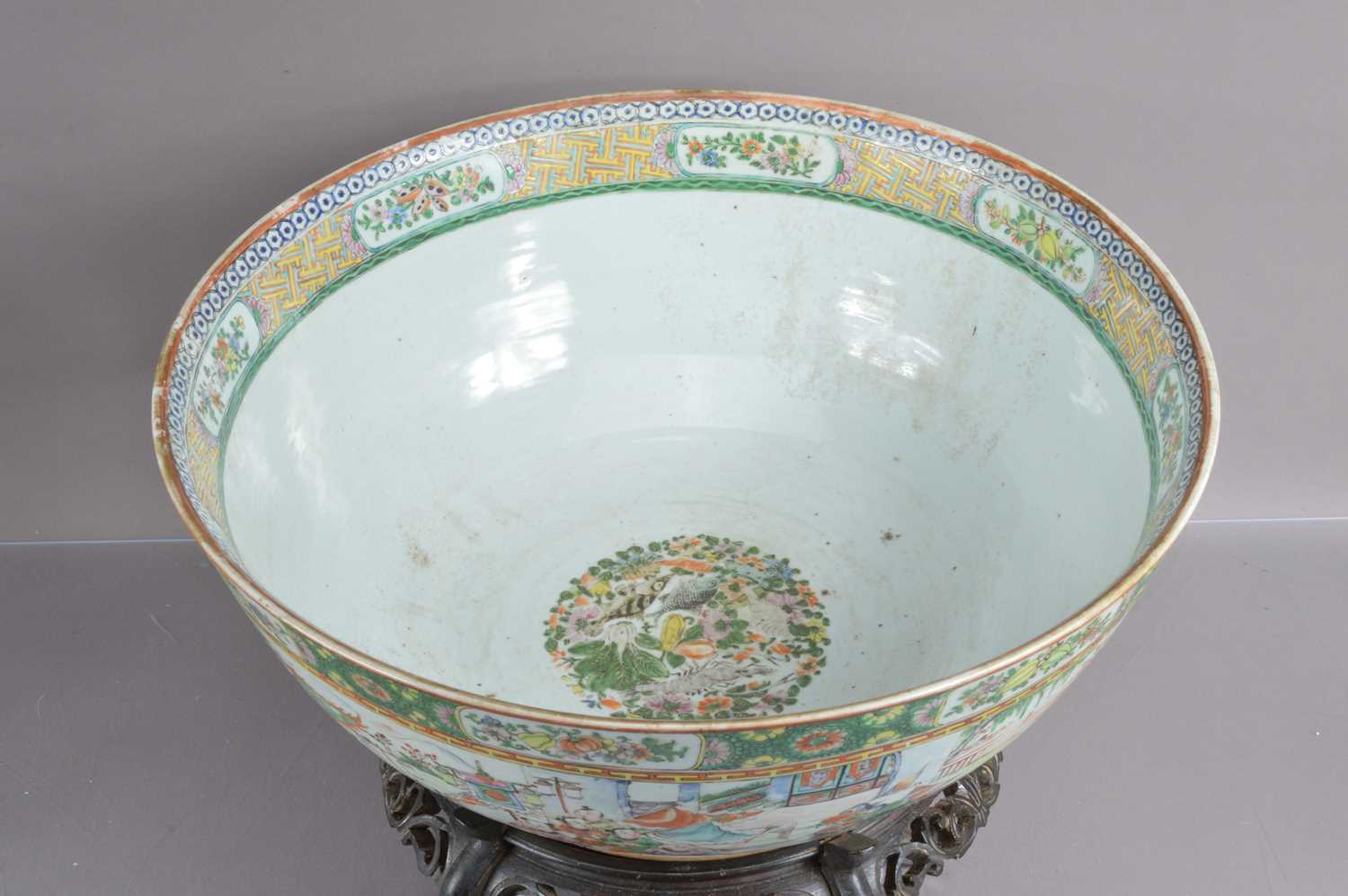 A very large 19th Century Cantonese famille rose punch or fish bowl, - Image 5 of 22