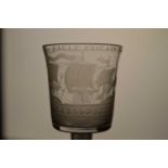 An engraved Privateer wine glass commemorating the 'Eagle Frigate',