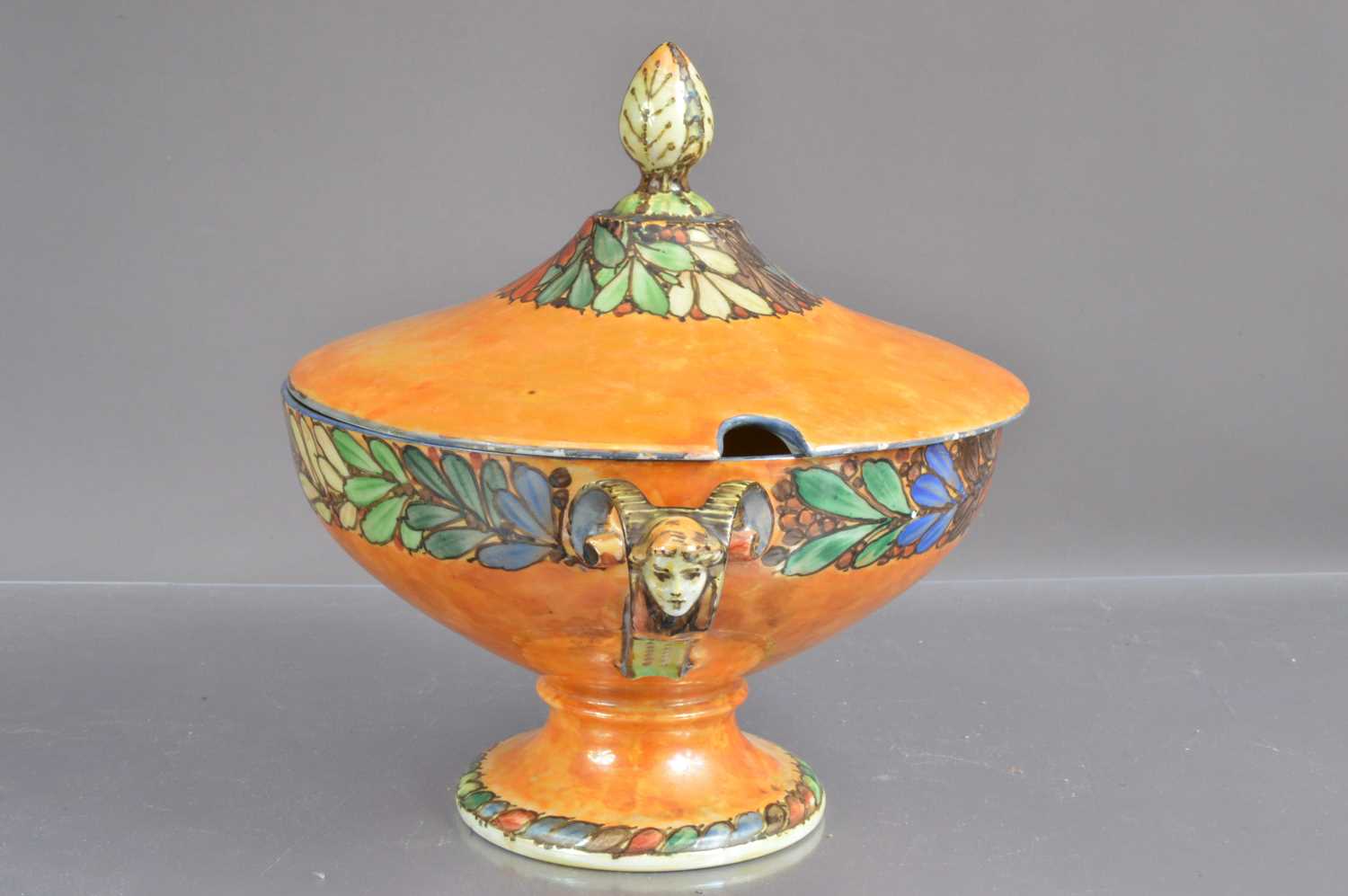A large Art Deco style lustre-glaze tureen bowl and cover
