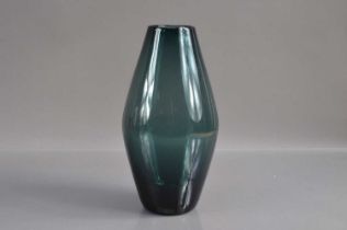 A Whitefriars conical vase in 'Midnight Blue' soda glass designed by Geoffrey Baxter (1922-1995),