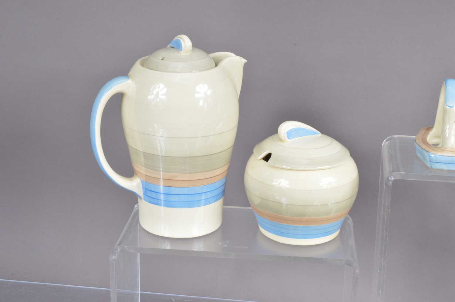 A Susie Cooper Art Deco pottery breakfast set in "Wedding Ring" pattern circa 1921, - Image 2 of 8