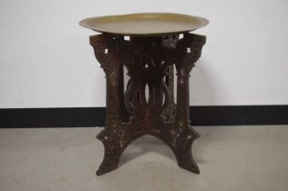 An Antique Early 20th Century Indian brass top folding table tray,