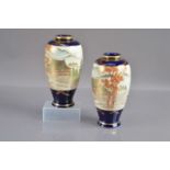 A pair of Japanese Meiji period Satsuma earthenware vases,