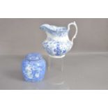 A Victorian Staffordshire "Florentine Opaque China" blue and white jug,