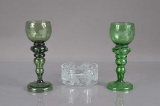A William Yeoward engraved glass 'Jenkins Leonora' bottle coaster,