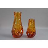 Two Whitefriars knobbly vases in 'Gold' or 'Amber' colourway,