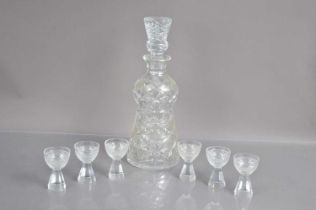 A cut lead crystal glass Scottish Thistle shaped decanter,