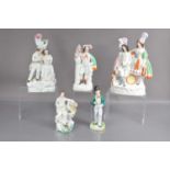 Five Victorian Staffordshire figure and figure groups,