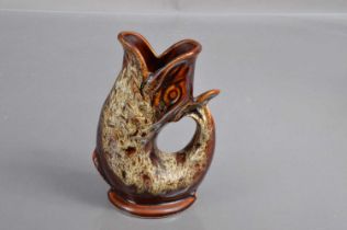 A Foster's Studio Pottery Cornwall 'Guggle' or 'Glug' Jug,