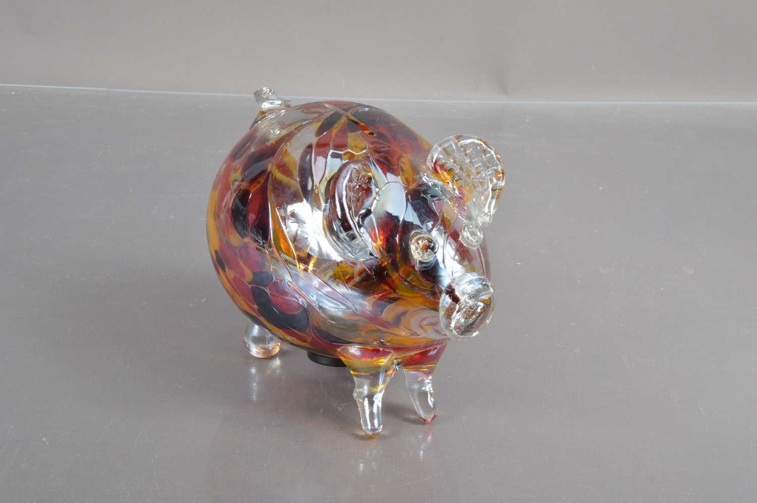 A Murano glass style pig-shaped money box,