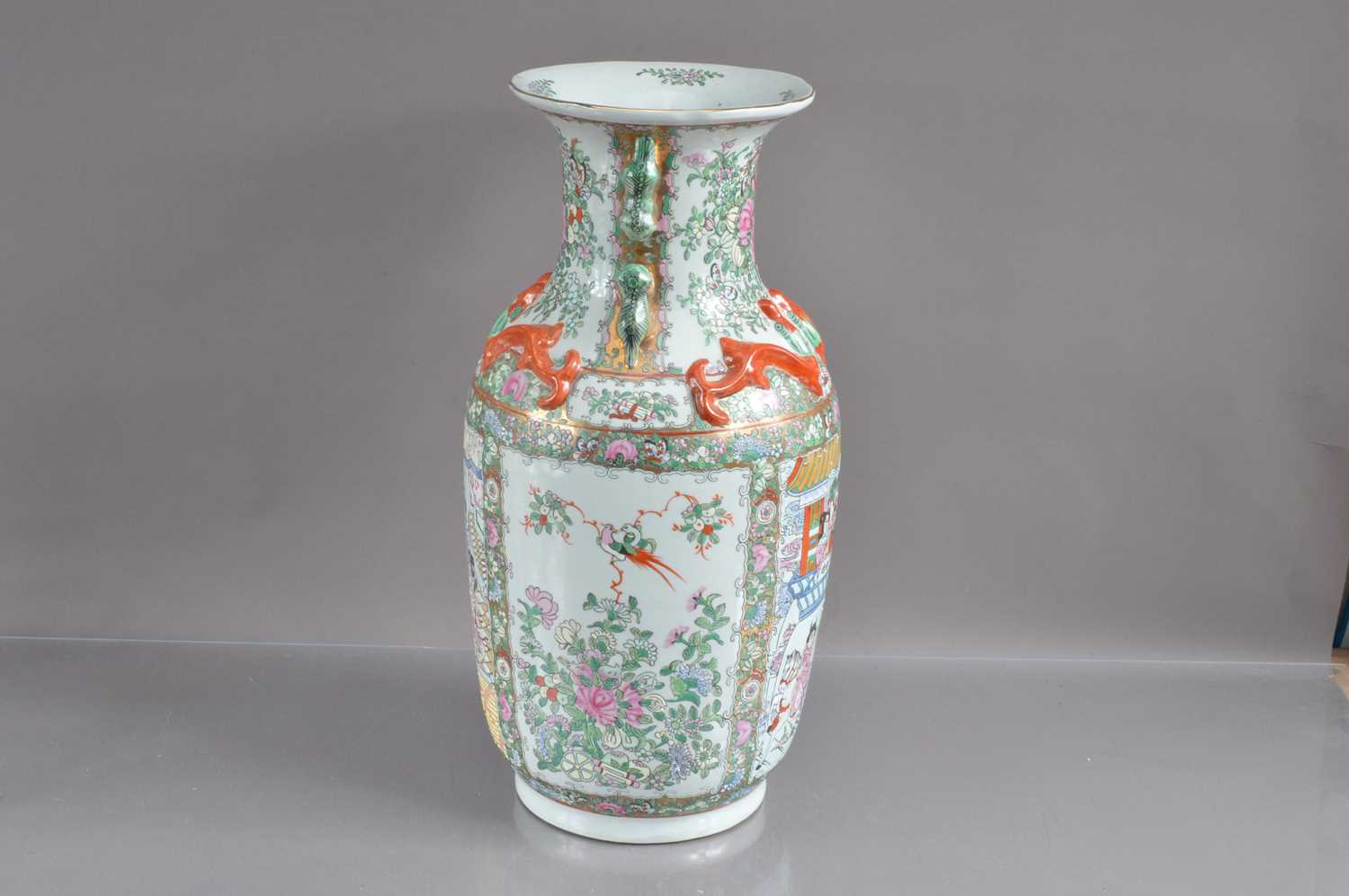 A large and very decorative Chinese famille rose porcelain Canton ware vase,