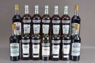 Ten bottles of Ricard and four bottles of Sirop de Violette,