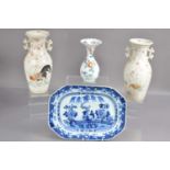 A group of Oriental porcelain items including a pair of Japanese Satsuma vases,