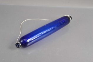 A 19th Century 'Bristol Blue' glass rolling pin,